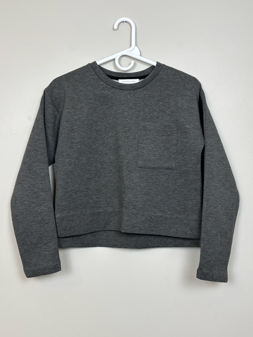 Everlane Top Women XS Gray Street Fleece Pull Over Boxy‎ Pocket Sweater